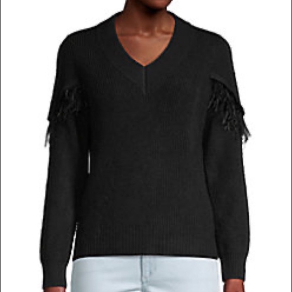 Design365 Fringe Feather Shoulder Sweater
